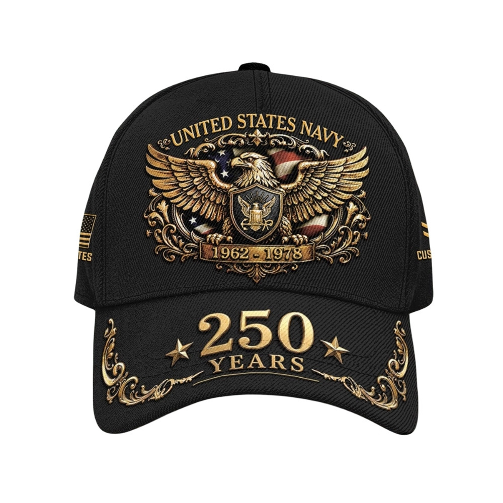 Premium America 250th Anniversary Custom US Navy Hat VPVC020344, Cap For Navy Veterans, Gifts For Independence Day, Veterans Day