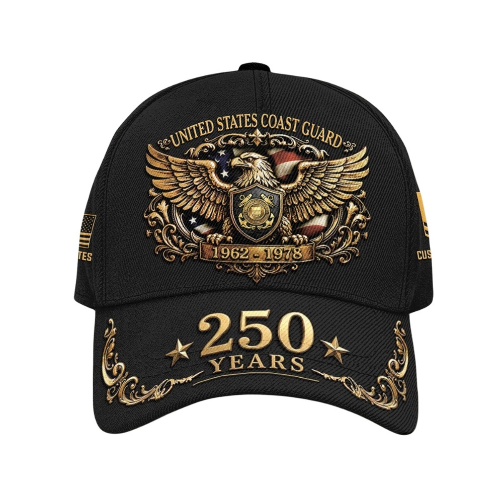 Premium America 250th Anniversary Custom USCG Hat VPVC020347, Cap For Coast Guard Veterans, Gifts For Independence Day, Veterans Day
