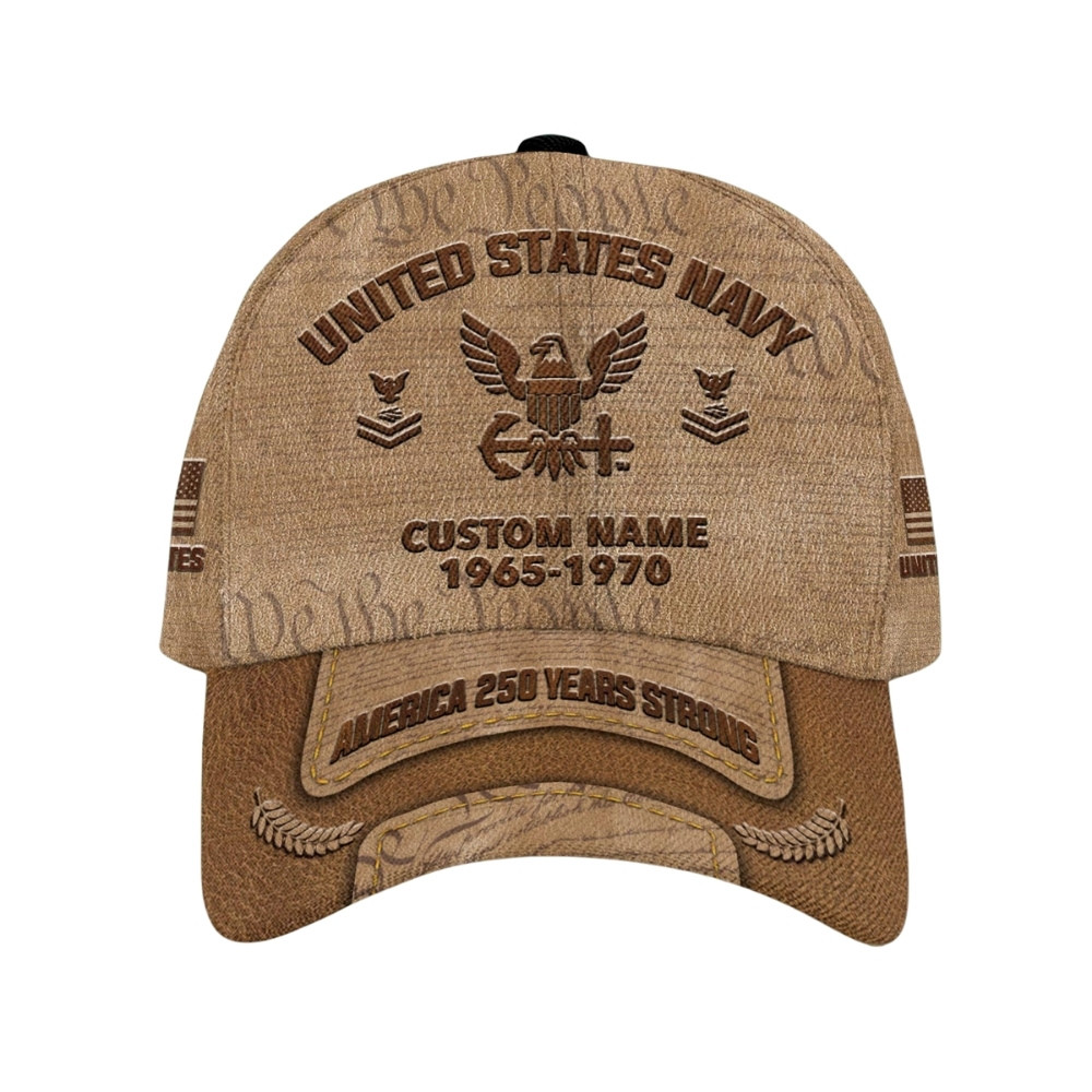 Premium America 250th Anniversary Custom US Navy Hat VPVC020349, Cap For Navy Veterans, Gifts For Independence Day, Veterans Day