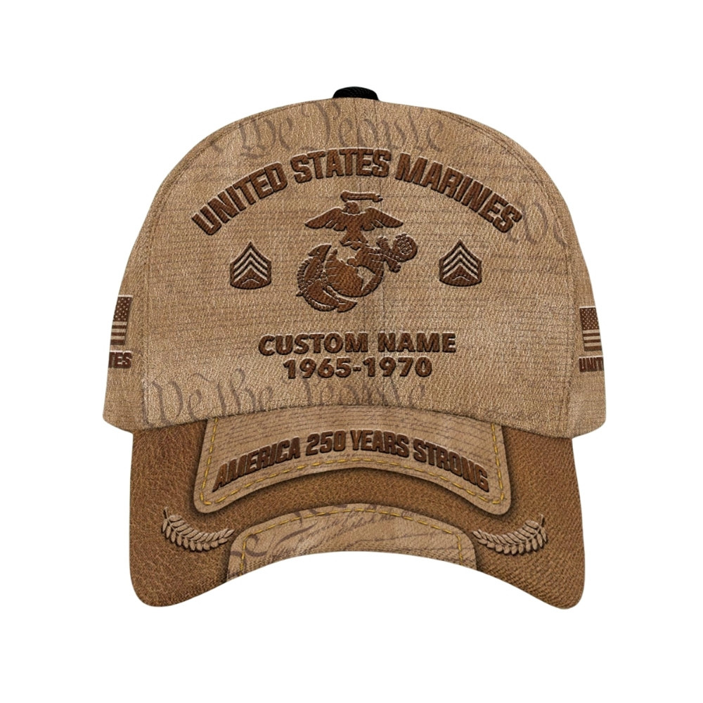 Premium America 250th Anniversary Custom USMC Hat VPVC020350, Cap For Marine Veterans, Gifts For Independence Day, Veterans Day
