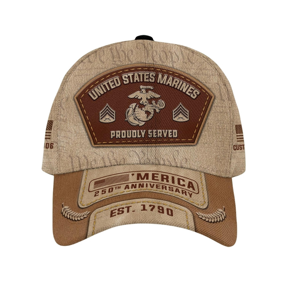 Premium America 250th Anniversary Custom USMC Hat VPVC020355, Cap For Marine Veterans, Gifts For Independence Day, Veterans Day