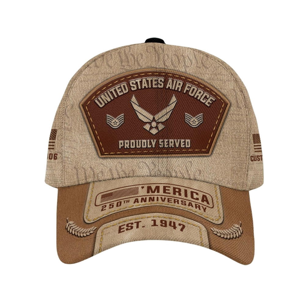Premium America 250th Anniversary Custom USAF Hat VPVC020356, Cap For Air Force Veterans, Gifts For Independence Day, Veterans Day