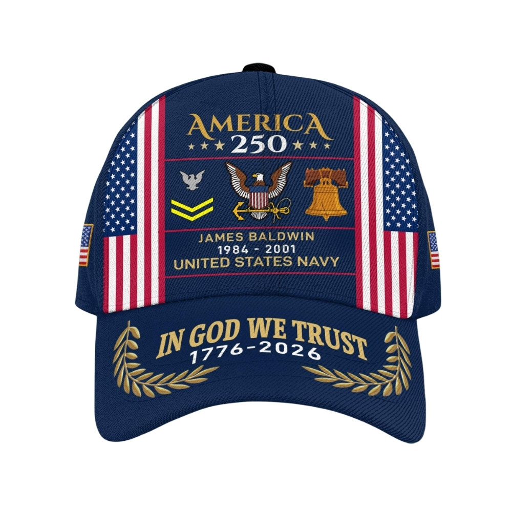 Premium America 250th Anniversary Custom US Navy Hat VPVC020359, Cap For Navy Veterans, Gifts For Independence Day, Veterans Day