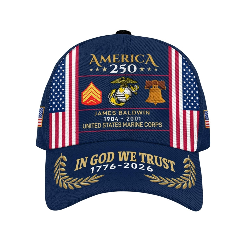 Premium America 250th Anniversary Custom USMC Hat VPVC020360, Cap For Marine Veterans, Gifts For Independence Day, Veterans Day