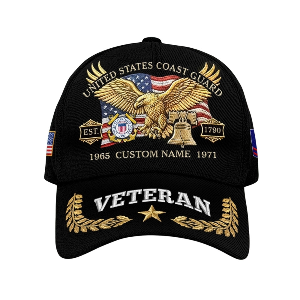 Premium America 250th Anniversary Custom USCG Hat VPVC020367, Cap For Coast Guard Veterans, Gifts For Independence Day, Veterans Day
