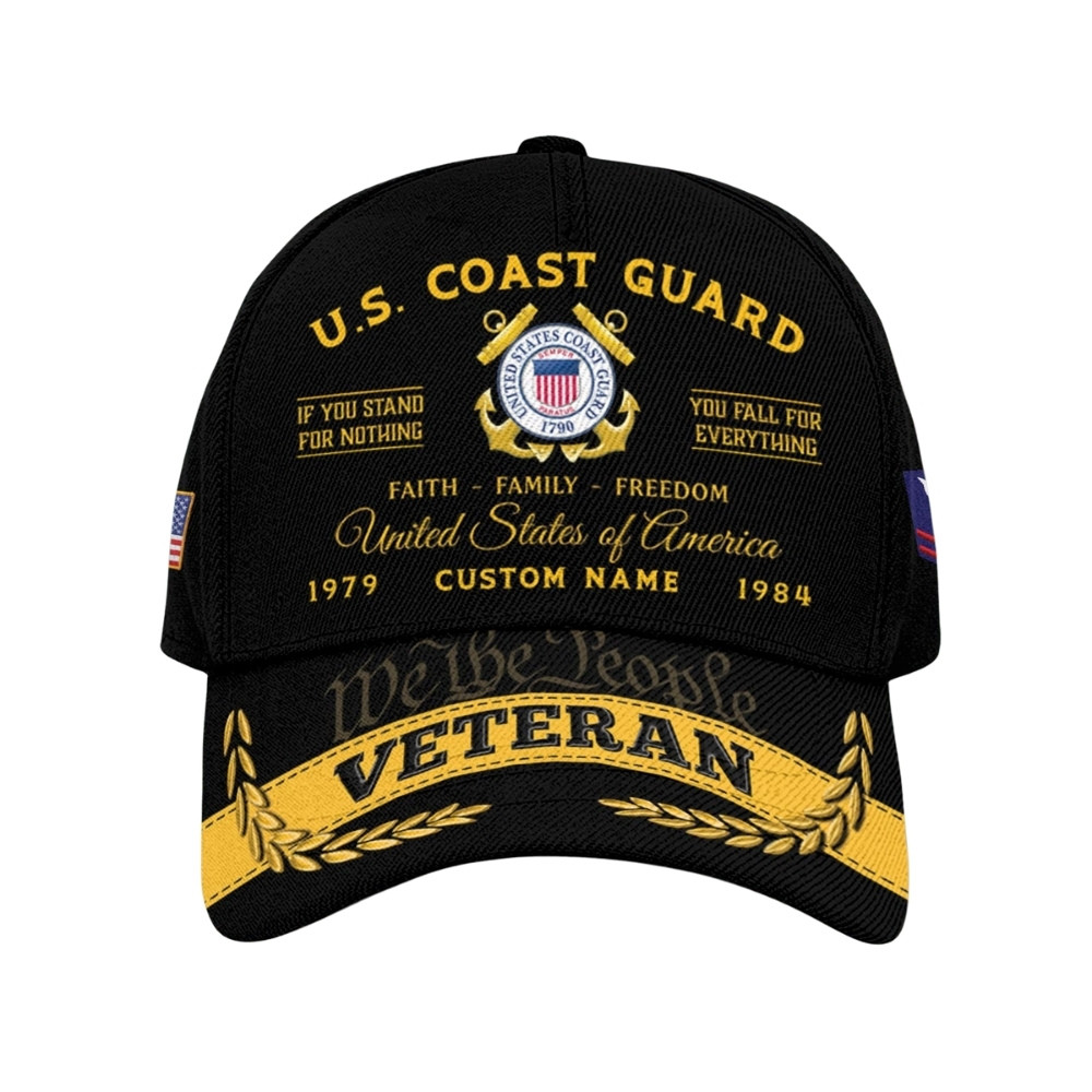 Premium America 250th Anniversary Custom USCG Hat VPVC020372, Cap For Coast Guard Veterans, Gifts For Independence Day, Veterans Day