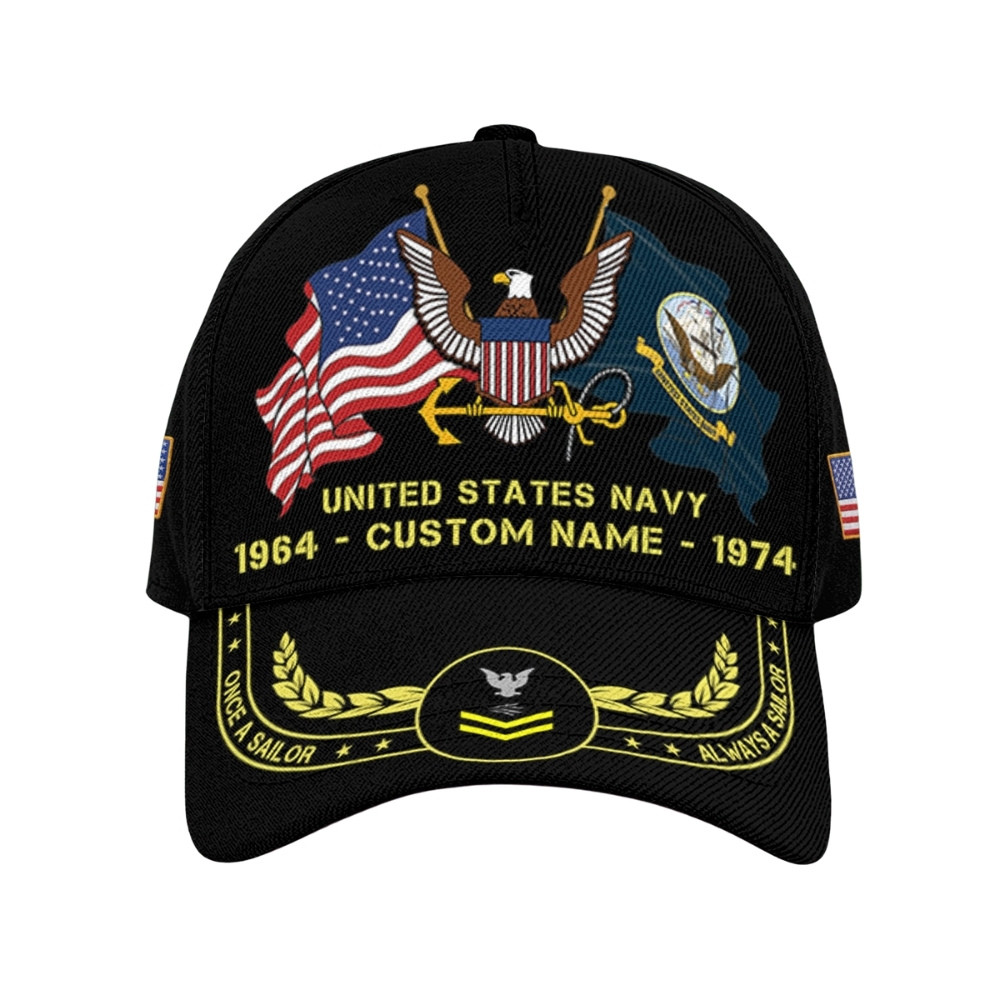 Premium Custom US Navy Veteran Hat VPVC020384, Cap For Navy Veterans, Gifts For Veterans Day, Father’s Day