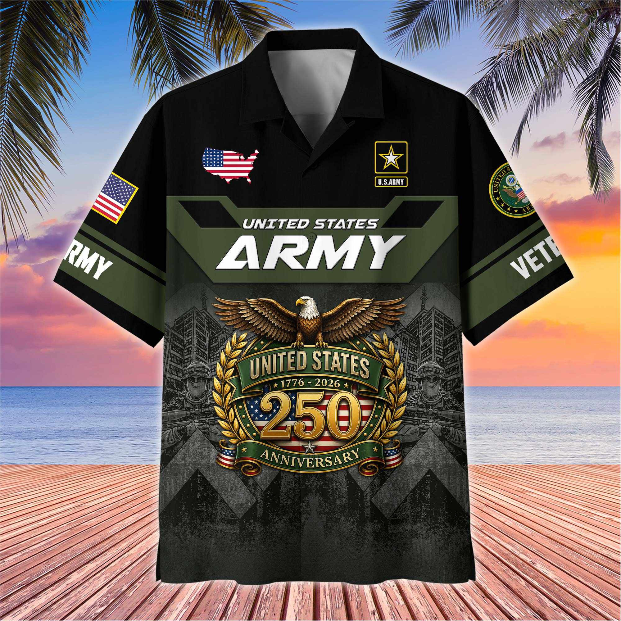 Premium America 250th Anniversary US Veterans Hawaiian Shirt ATTN120521, Gifts for U.S. Veterans, Gifts for Independence Day, Veterans Day