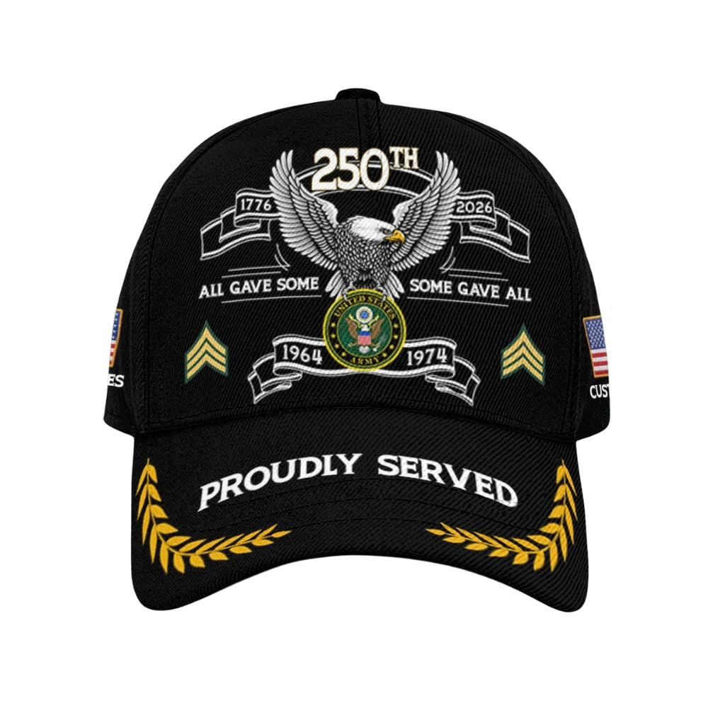 Premium America 250th Anniversary Custom US Army Hat VPVC020393, Cap For Army Veterans, Gifts For Independence Day, Veterans Day