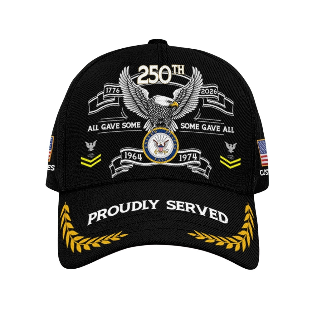 Premium America 250th Anniversary Custom US Navy Hat VPVC020394, Cap For Navy Veterans, Gifts For Independence Day, Veterans Day