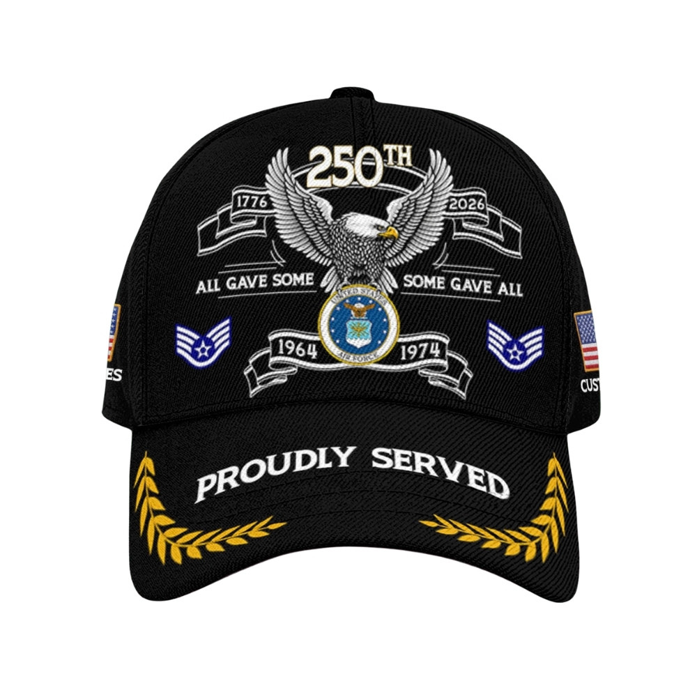 Premium America 250th Anniversary Custom USAF Hat VPVC020396, Cap For Air Force Veterans, Gifts For Independence Day, Veterans Day