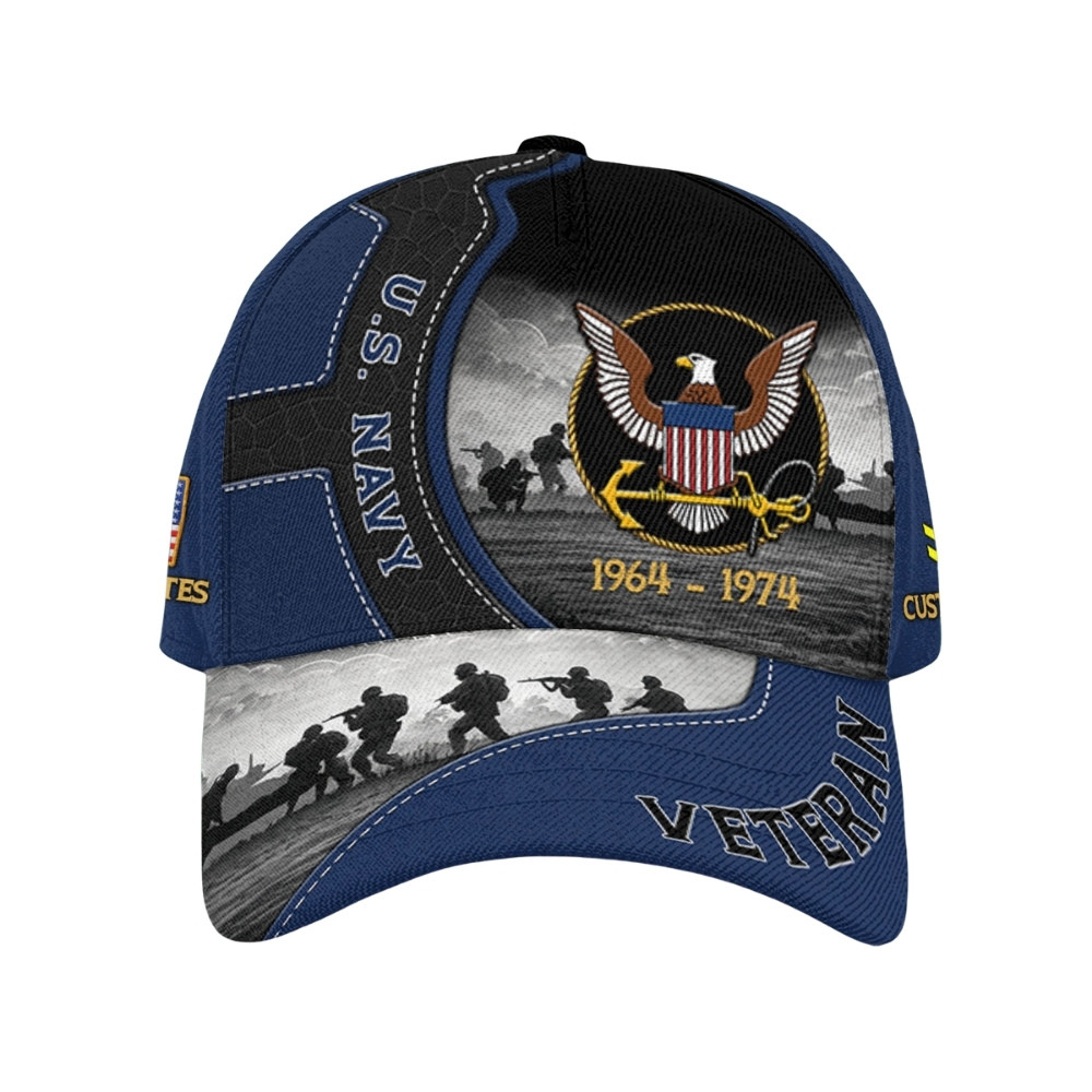 Premium Custom US Navy Veteran Hat VPVC020409, Cap For Navy Veterans, Gifts For Veterans Day, Father’s Day
