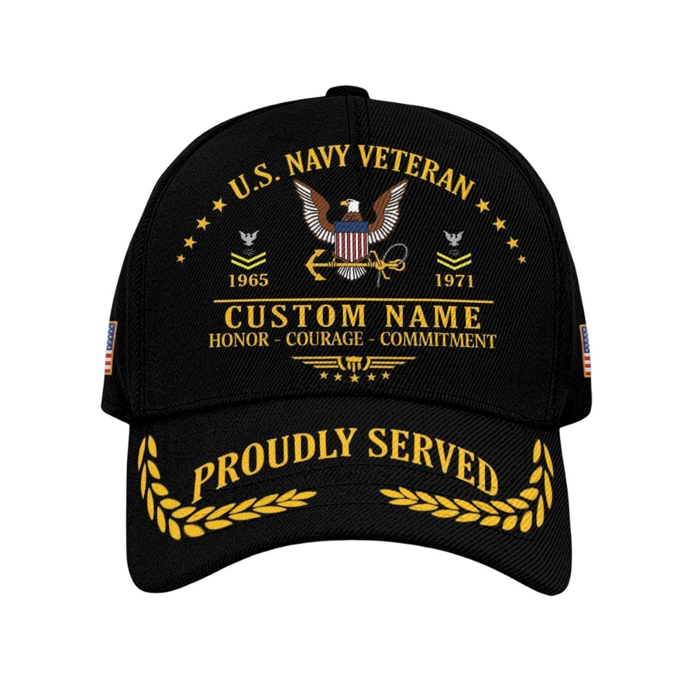 Premium Custom US Navy Veteran Hat VPVC020414, Cap For Navy Veterans, Gifts For Veterans Day, Father’s Day