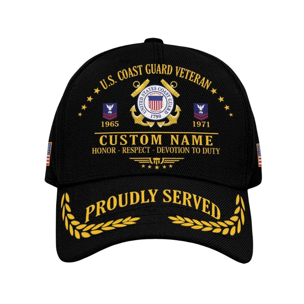 Premium Custom USCG Veteran Hat VPVC020417, Cap For Coast Guard Veterans, Gifts For Veterans Day, Father’s Day