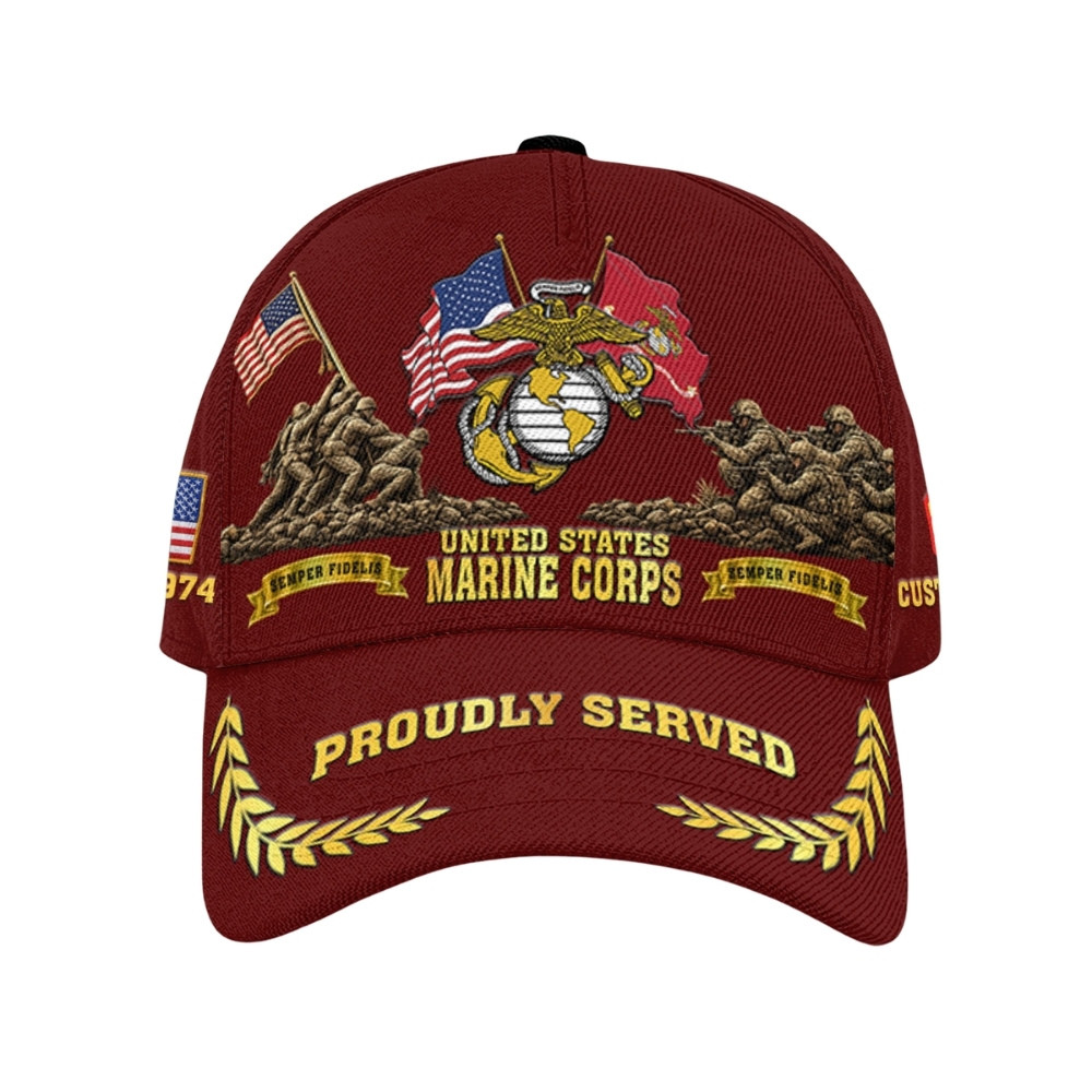 Premium Custom USMC Veteran Hat VPVC020420, Cap For Marine Veterans, Gifts For Veterans Day, Father’s Day