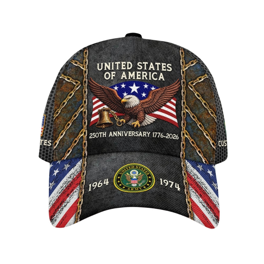 Premium America 250th Anniversary Custom US Army Hat VPVC020423, Cap For Army Veterans, Gifts For Independence Day, Veterans Day