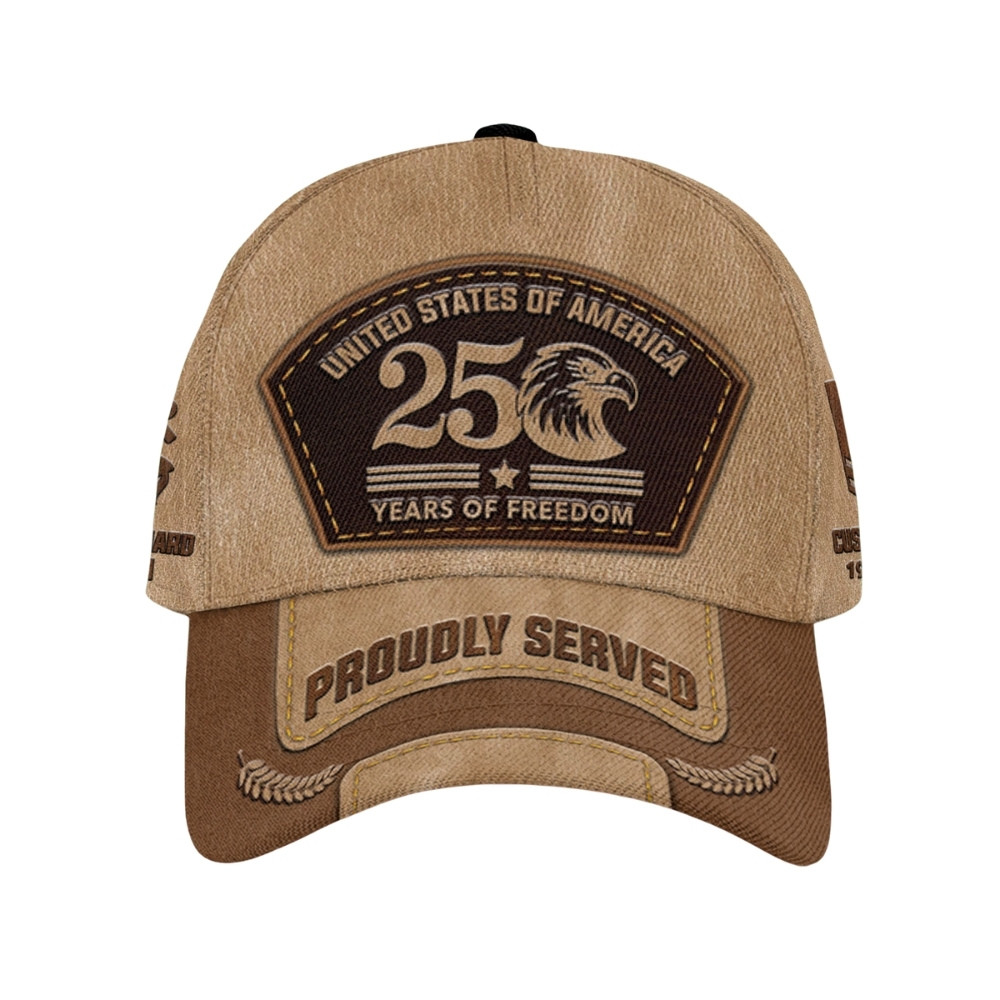 Premium America 250th Anniversary Custom USCG Hat VPVC020437, Cap For Coast Guard Veterans, Gifts For Independence Day, Veterans Day
