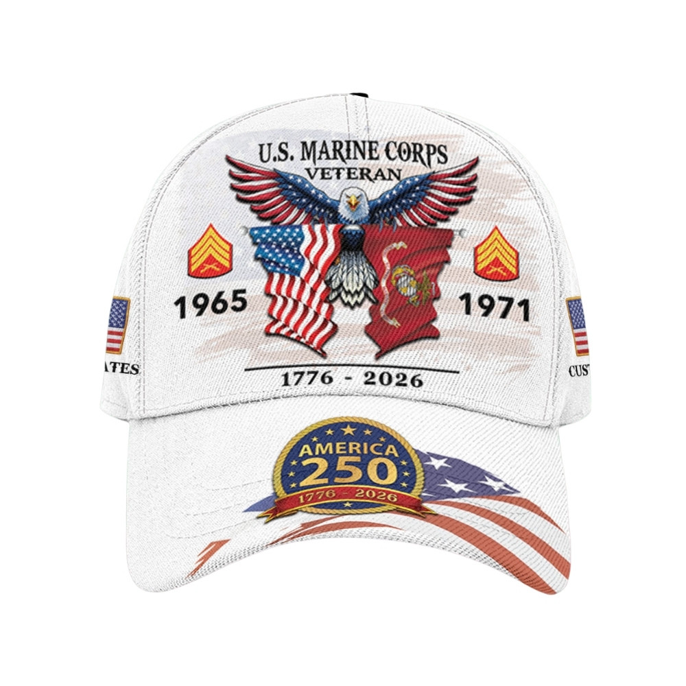 Premium America 250th Anniversary Custom USMC Hat VPVC020445, Cap For Marine Veterans, Gifts For Independence Day, Veterans Day