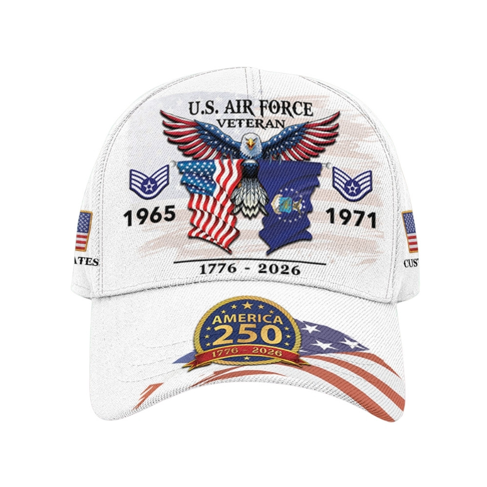 Premium America 250th Anniversary Custom USAF Hat VPVC020446, Cap For Air Force Veterans, Gifts For Independence Day, Veterans Day