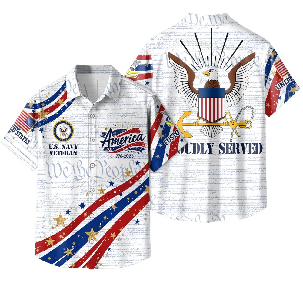 Premium America 250th Anniversary Custom US Navy Hawaiian Shirt VPVC408052, Gifts For Navy Veteran, Gifts For Veterans Day, Independence Day