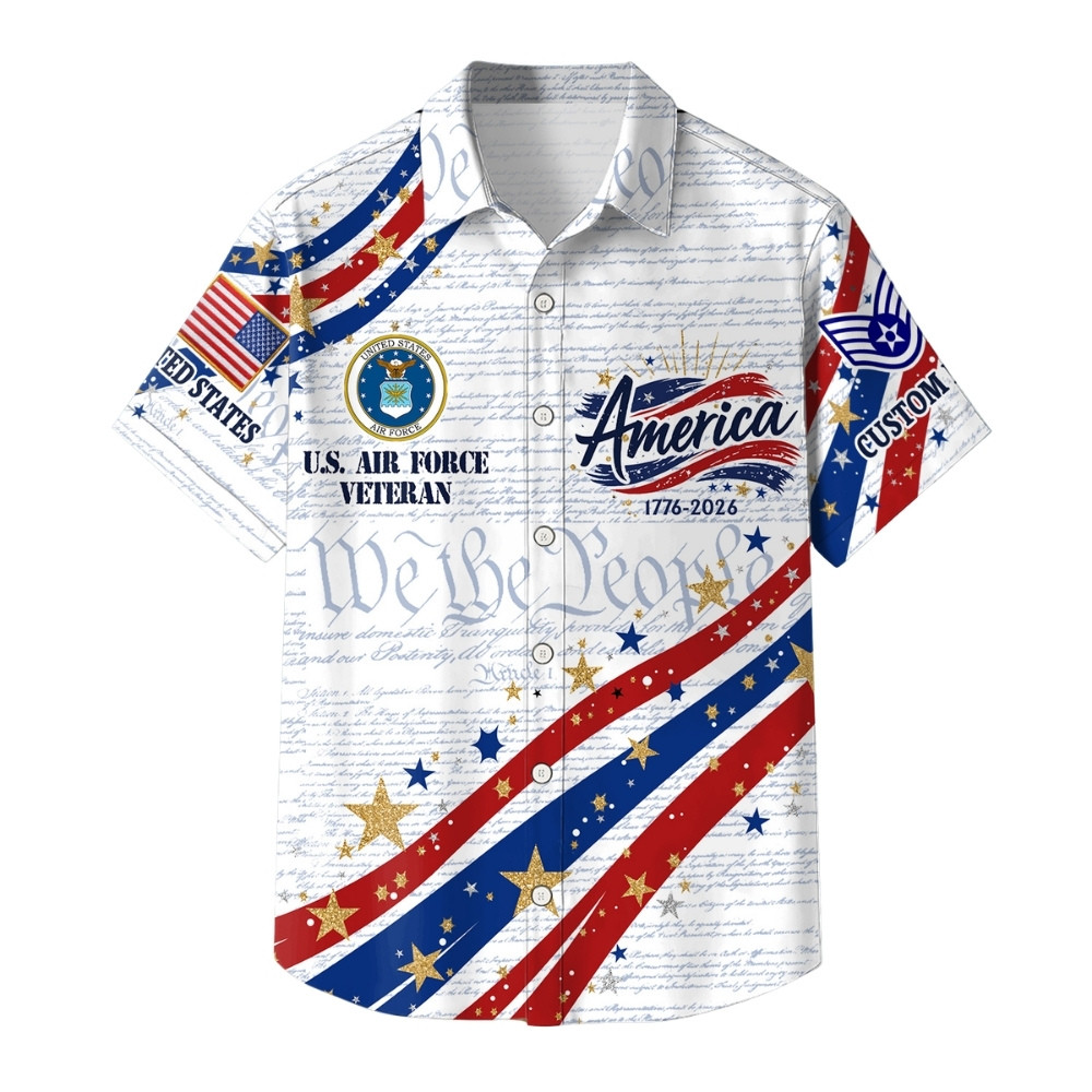 Premium America 250th Anniversary Custom USAF Hawaiian Shirt VPVC408054, Gifts For Air Force Veteran, Gifts For Veterans Day, Independence Day
