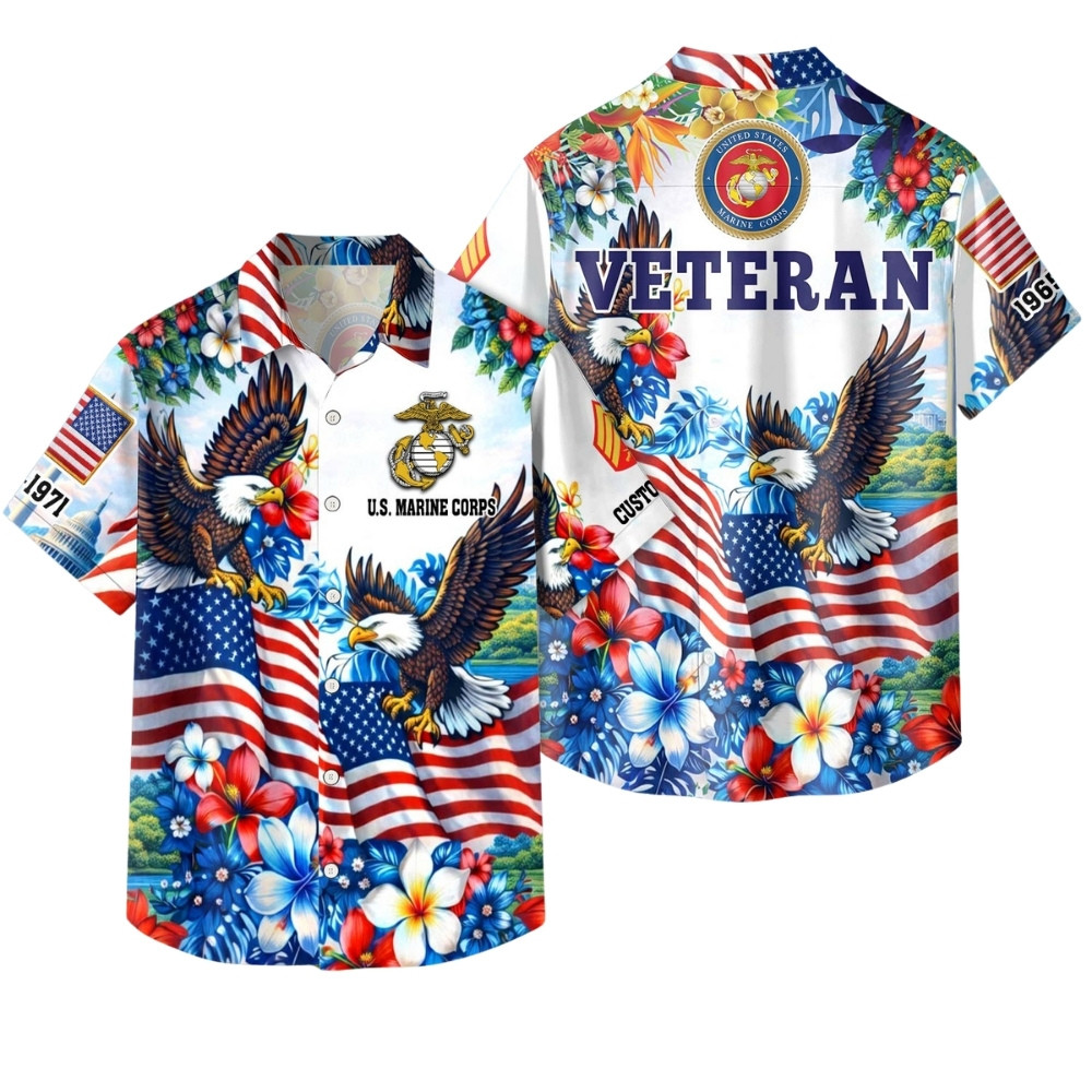 Premium America 250th Anniversary Custom USMC Hawaiian Shirt VPVC408058, Gifts For Marine Veteran, Gifts For Veterans Day, Independence Day