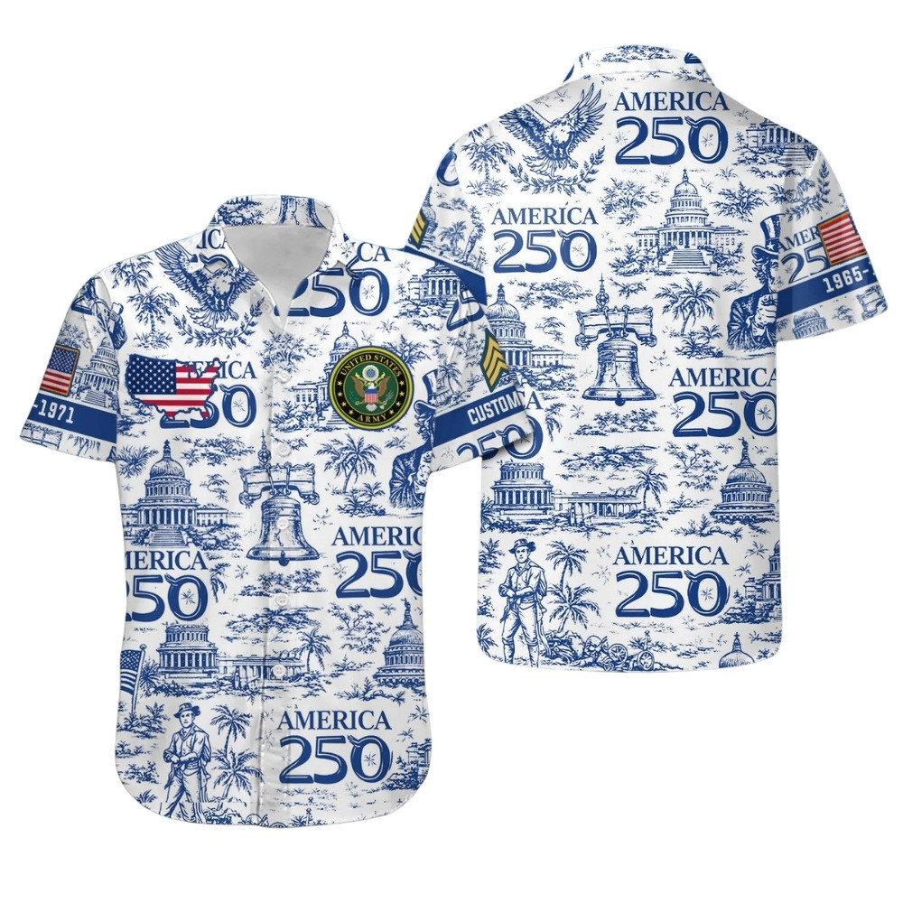 Premium America 250th Anniversary Custom US Army Hawaiian Shirt VPVC408066, Gifts For Army Veteran, Gifts For Veterans Day, Independence Day