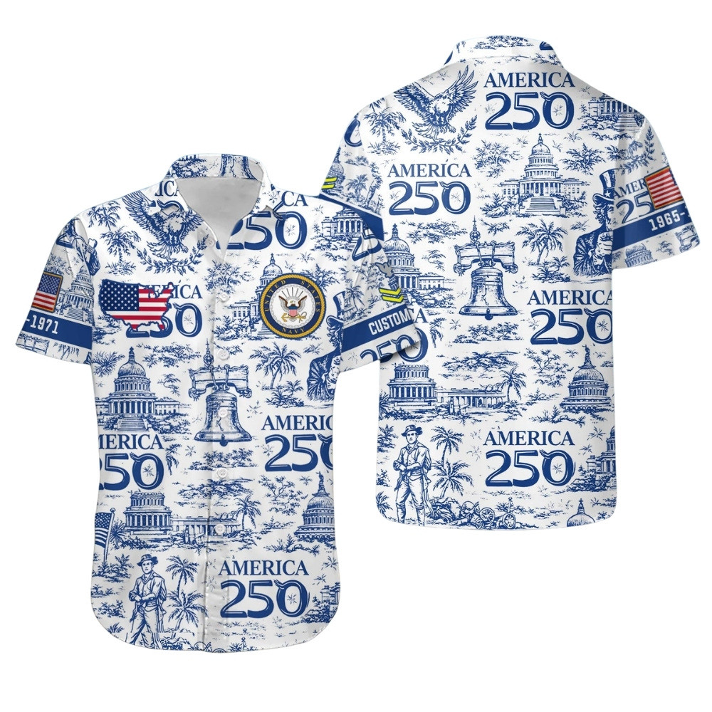 Premium America 250th Anniversary Custom US Navy Hawaiian Shirt VPVC408067, Gifts For Navy Veteran, Gifts For Veterans Day, Independence Day