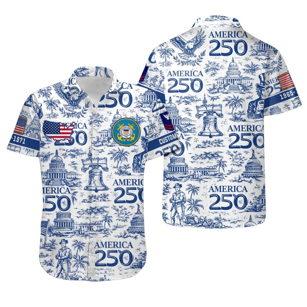Premium America 250th Anniversary Custom USCG Hawaiian Shirt VPVC408070, Gifts For Coast Guard Veteran, Gifts For Veterans Day, Independence Day