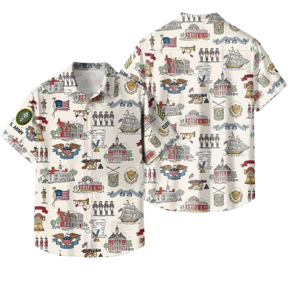 Premium America 250th Anniversary Custom US Army Hawaiian Shirt VPVC408071, Gifts For Army Veteran, Gifts For Veterans Day, Independence Day