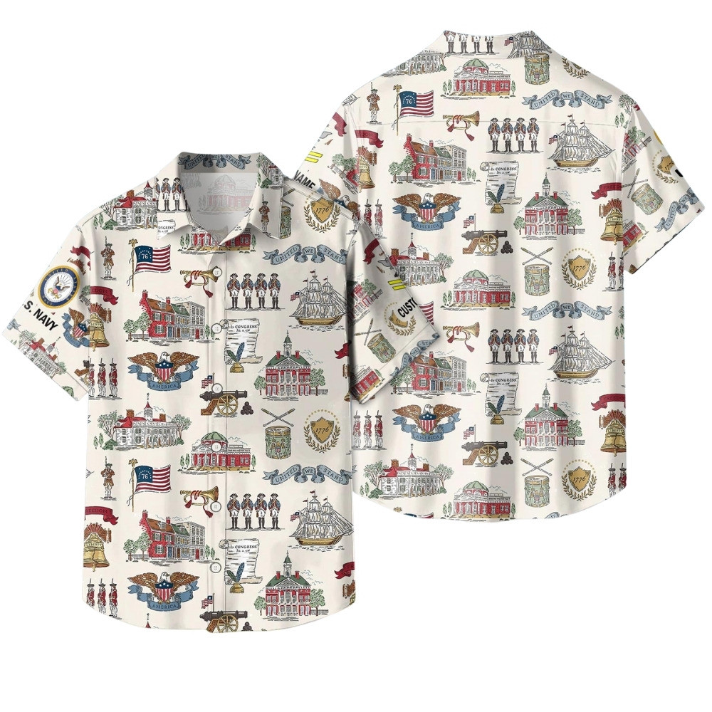 Premium America 250th Anniversary Custom US Navy Hawaiian Shirt VPVC408072, Gifts For Navy Veteran, Gifts For Veterans Day, Independence Day