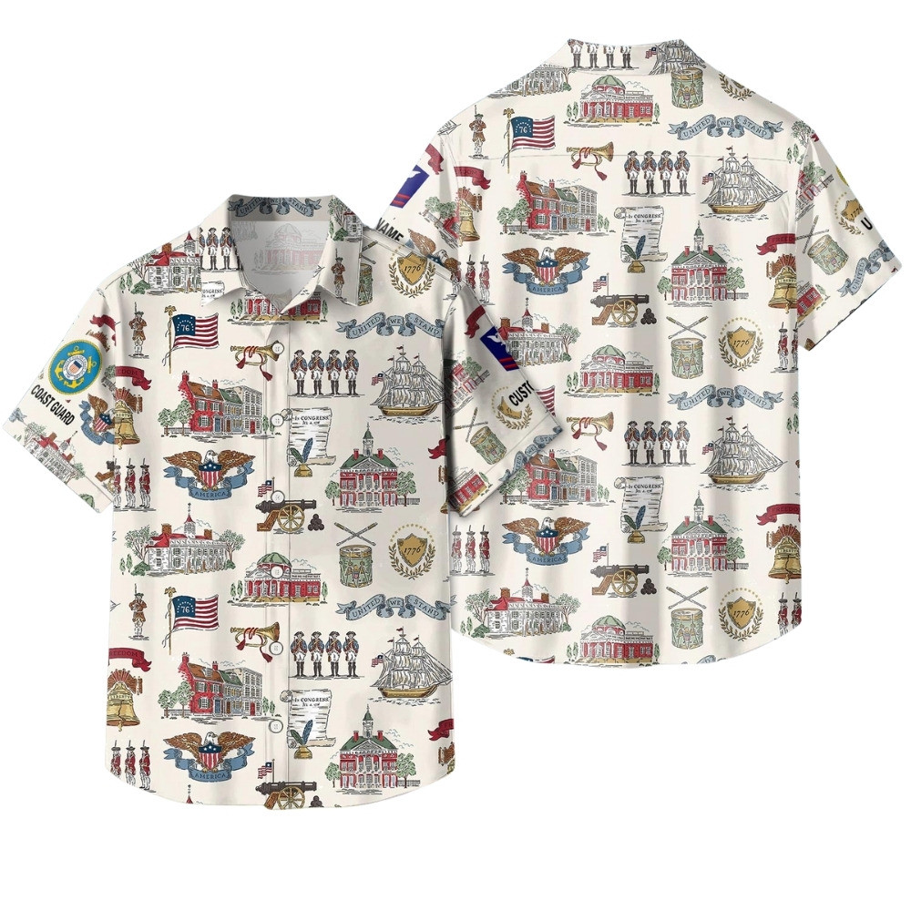 Premium America 250th Anniversary Custom USCG Hawaiian Shirt VPVC408075, Gifts For Coast Guard Veteran, Gifts For Veterans Day, Independence Day