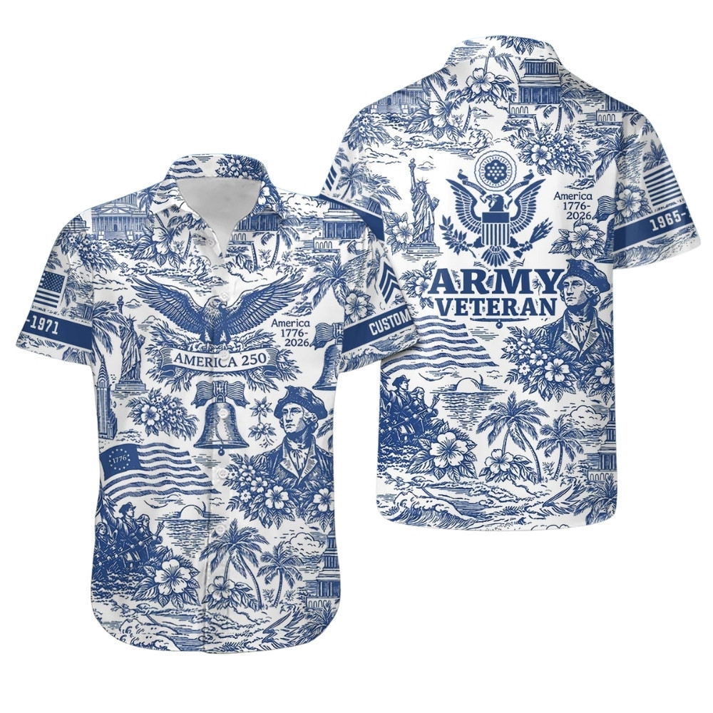 Premium America 250th Anniversary Custom US Army Hawaiian Shirt VPVC408076, Gifts For Army Veteran, Gifts For Veterans Day, Independence Day