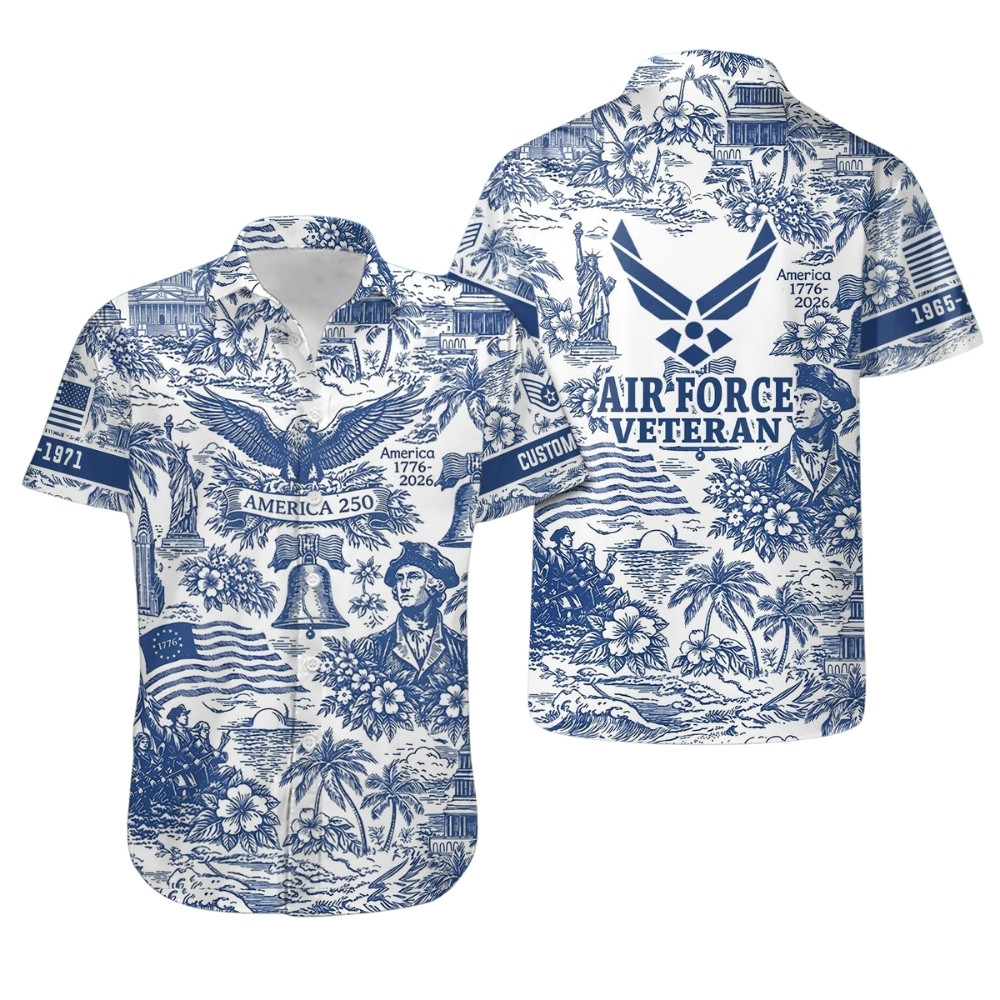 Premium America 250th Anniversary Custom USAF Hawaiian Shirt VPVC408079, Gifts For Air Force Veteran, Gifts For Veterans Day, Independence Day