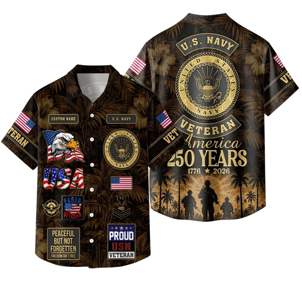 Premium America 250th Anniversary Custom US Navy Hawaiian Shirt VPVC408082, Gifts For Navy Veteran, Gifts For Veterans Day, Independence Day