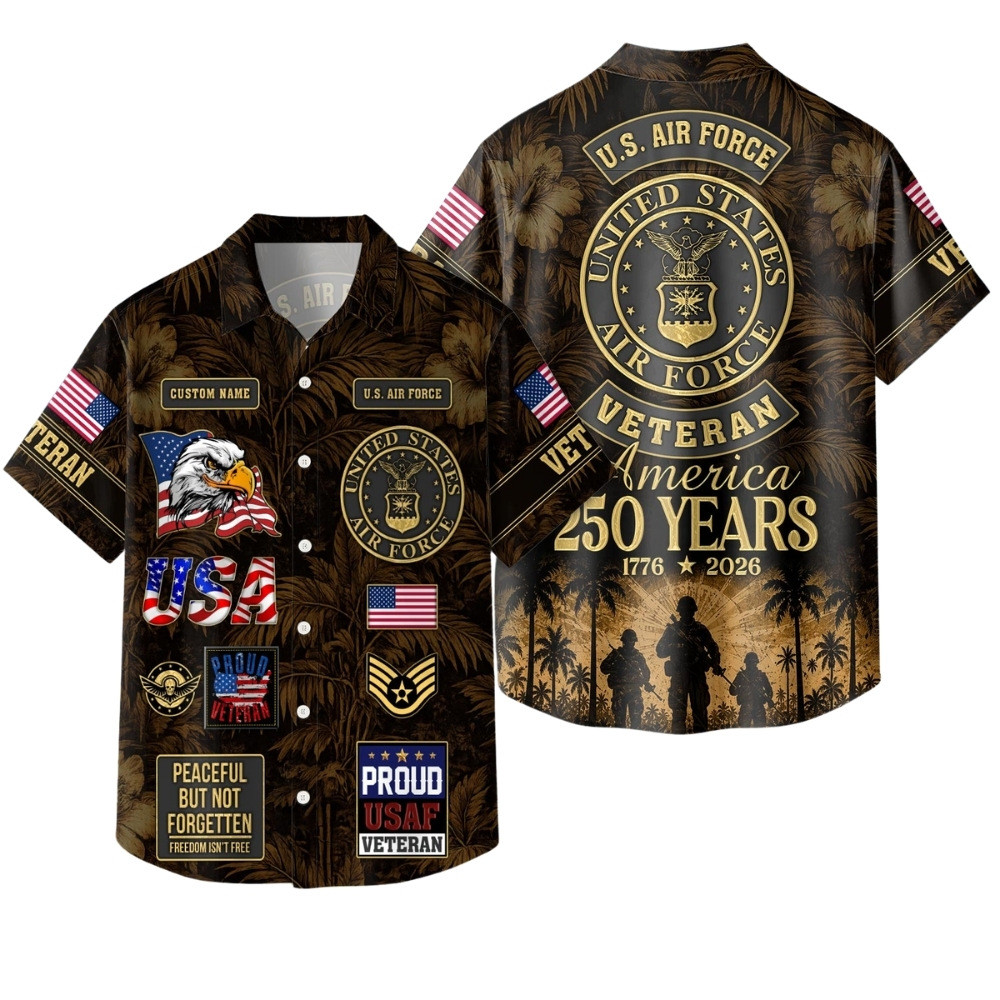 Premium America 250th Anniversary Custom USAF Hawaiian Shirt VPVC408084, Gifts For Air Force Veteran, Gifts For Veterans Day, Independence Day