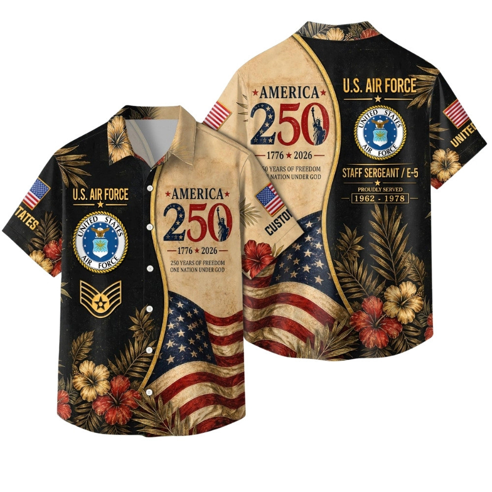 Premium America 250th Anniversary Custom USAF Hawaiian Shirt VPVC408089, Gifts For Air Force Veteran, Gifts For Veterans Day, Independence Day