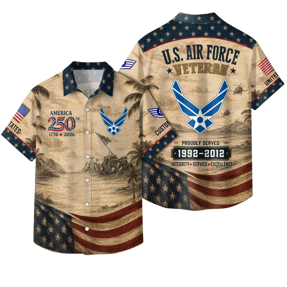 Premium America 250th Anniversary Custom USAF Hawaiian Shirt VPVC408094, Gifts For Air Force Veteran, Gifts For Veterans Day, Independence Day