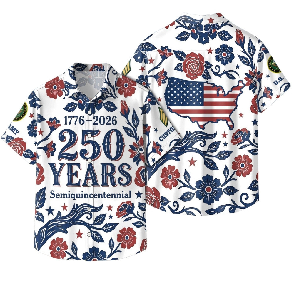 Premium America 250th Anniversary Custom US Army Hawaiian Shirt VPVC408096, Gifts For Army Veteran, Gifts For Veterans Day, Independence Day