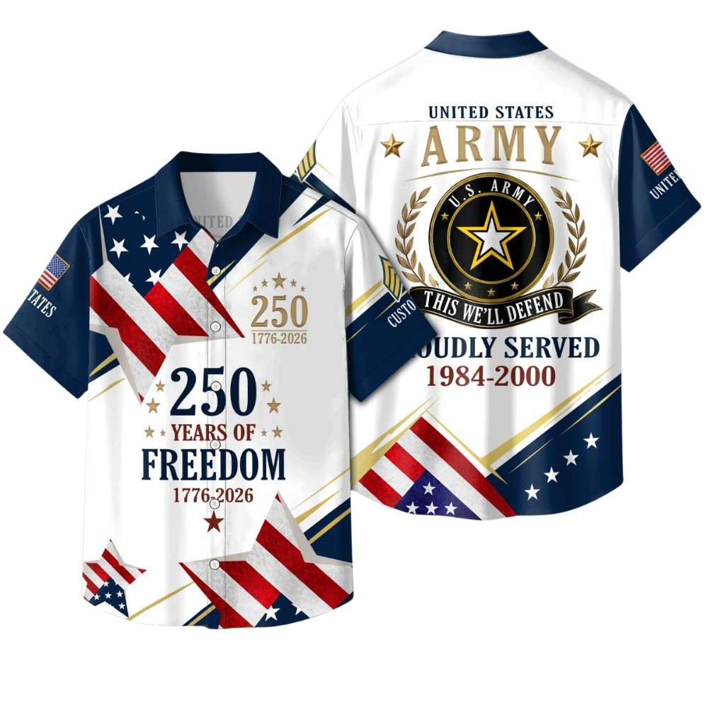 Premium America 250th Anniversary Custom US Army Hawaiian Shirt VPVC408101, Gifts For Army Veteran, Gifts For Veterans Day, Independence Day