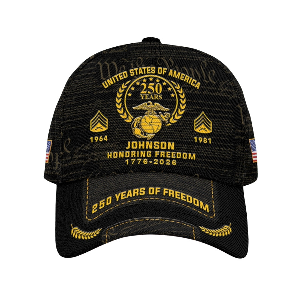 Premium America 250th Anniversary Custom USMC Hat VPVC020450, Cap For Marine Veterans, Gifts For Independence Day, Veterans Day