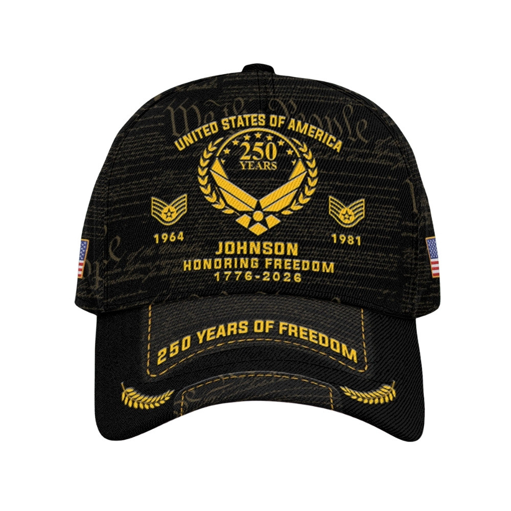 Premium America 250th Anniversary Custom USAF Hat VPVC020451, Cap For Air Force Veterans, Gifts For Independence Day, Veterans Day