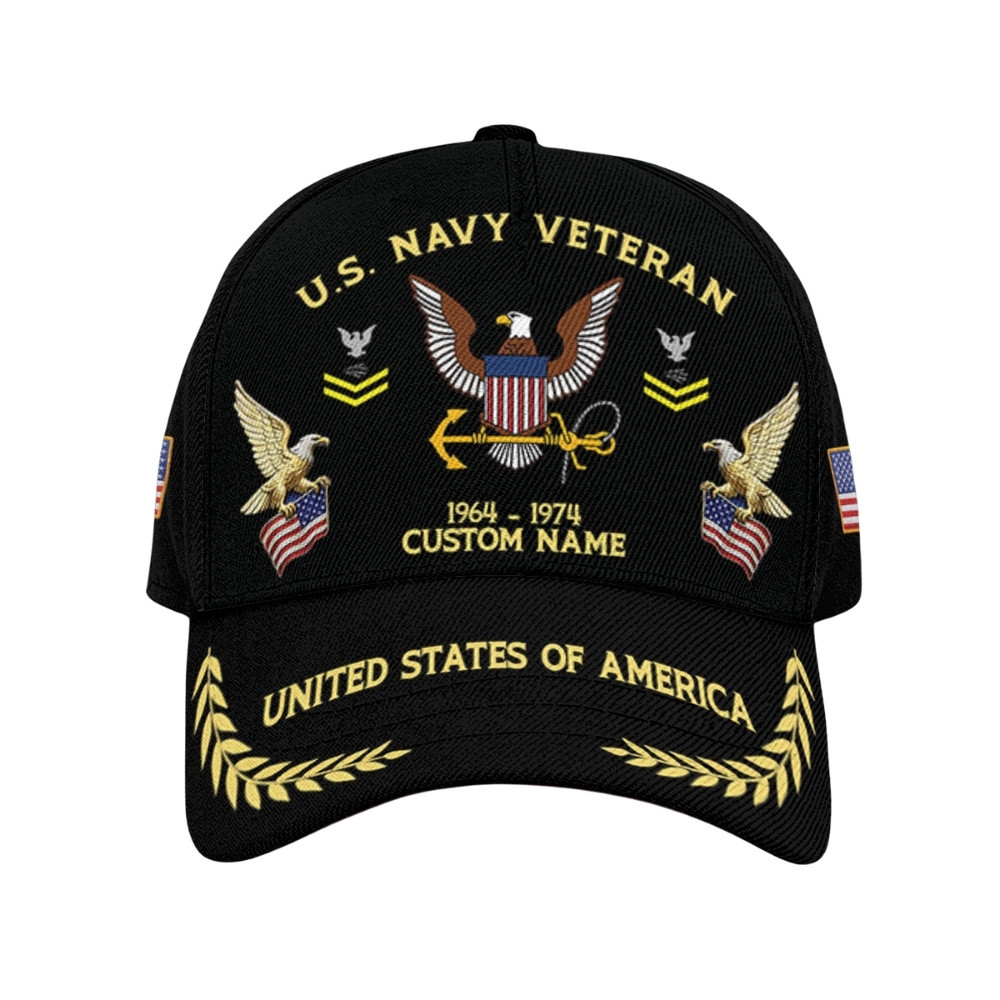 Premium Custom US Navy Veteran Hat VPVC020471, Cap For Navy Veterans, Gifts For Veterans Day, Father’s Day