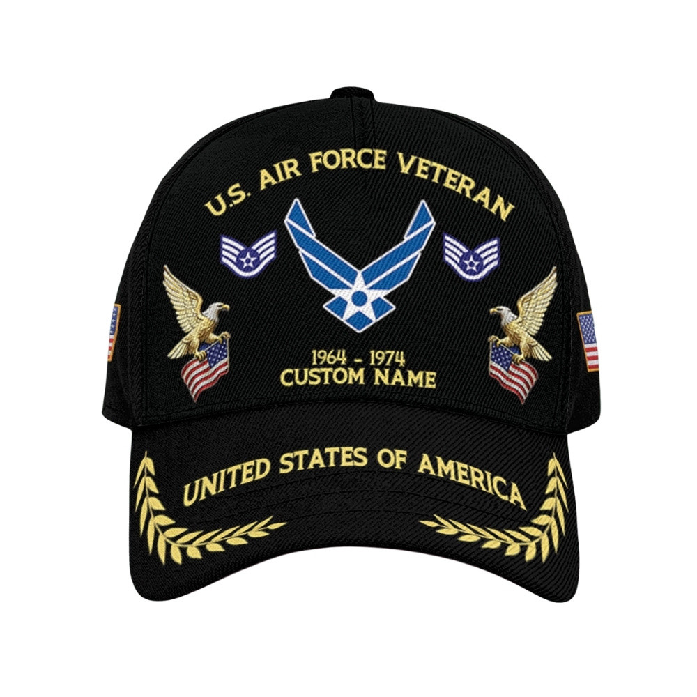 Premium Custom USAF Veteran Hat VPVC020473, Cap For Air Force Veterans, Gifts For Veterans Day, Father’s Day
