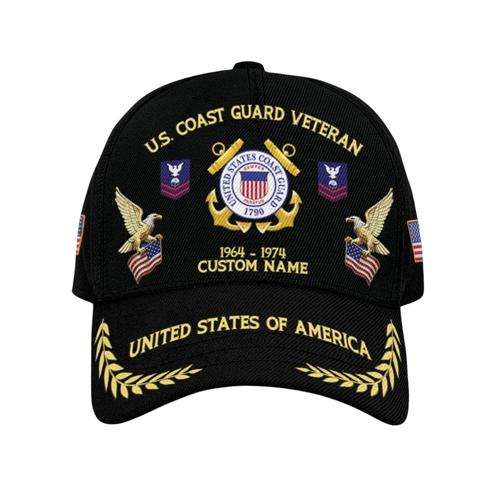 Premium Custom USCG Veteran Hat VPVC020474, Cap For Coast Guard Veterans, Gifts For Veterans Day, Father’s Day