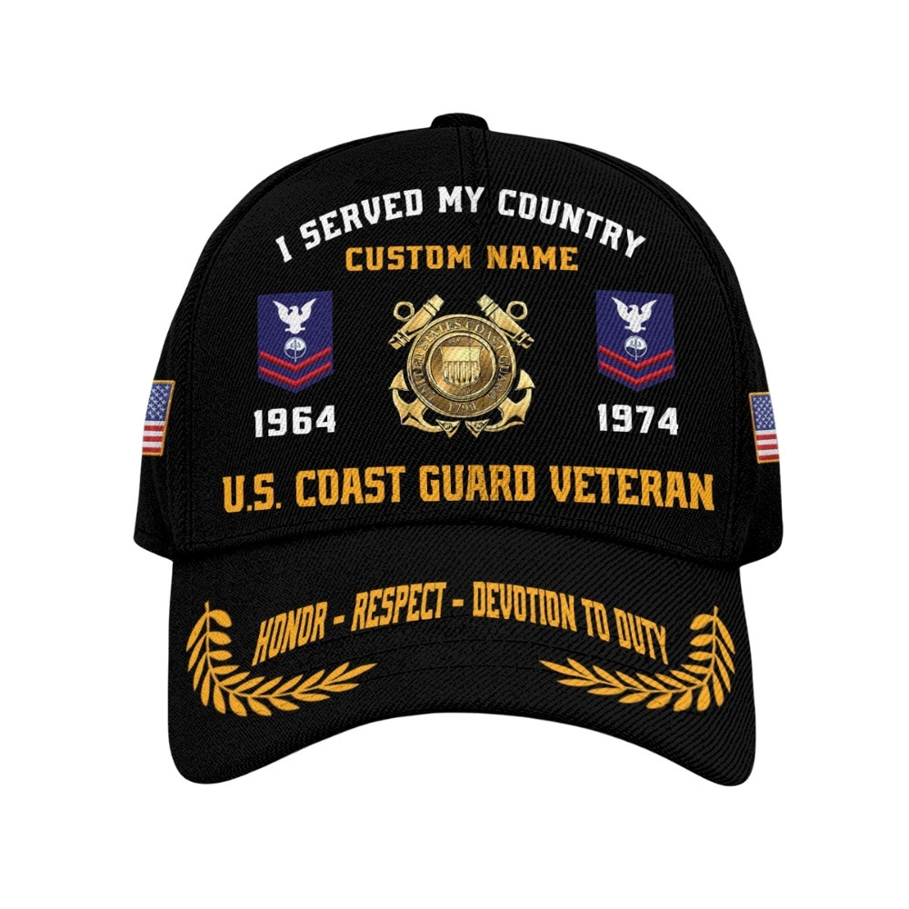 Premium Custom USCG Veteran Hat VPVC020484, Cap For Coast Guard Veterans, Gifts For Veterans Day, Father’s Day