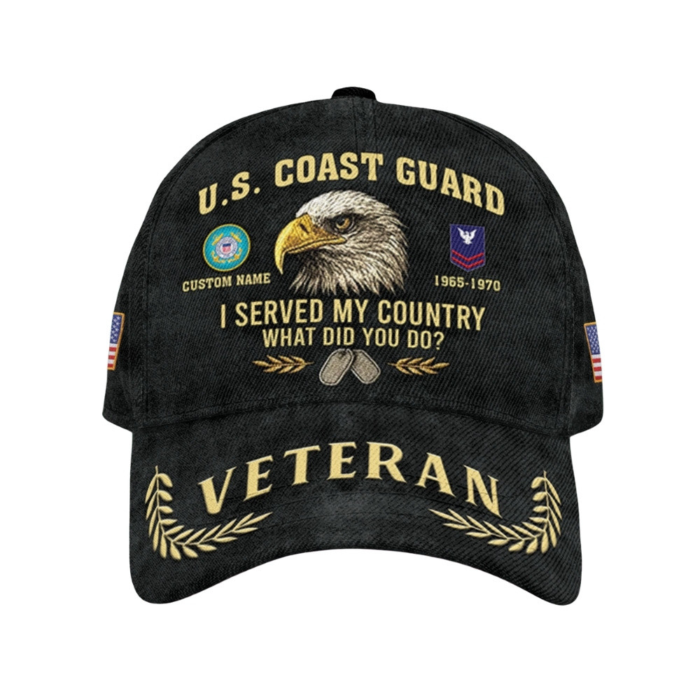 Premium Custom USCG Veteran Hat VPVC020514, Cap For Coast Guard Veterans, Gifts For Veterans Day, Father’s Day
