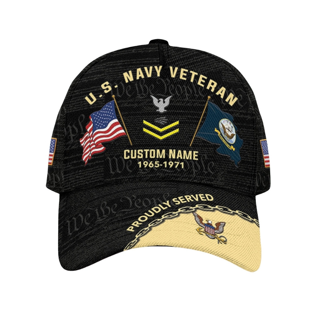 Premium Custom US Navy Veteran Hat VPVC020516, Cap For Navy Veterans, Gifts For Veterans Day, Father’s Day