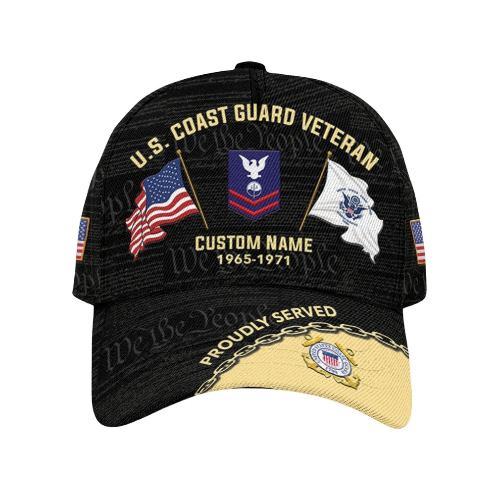 Premium Custom USCG Veteran Hat VPVC020519, Cap For Coast Guard Veterans, Gifts For Veterans Day, Father’s Day