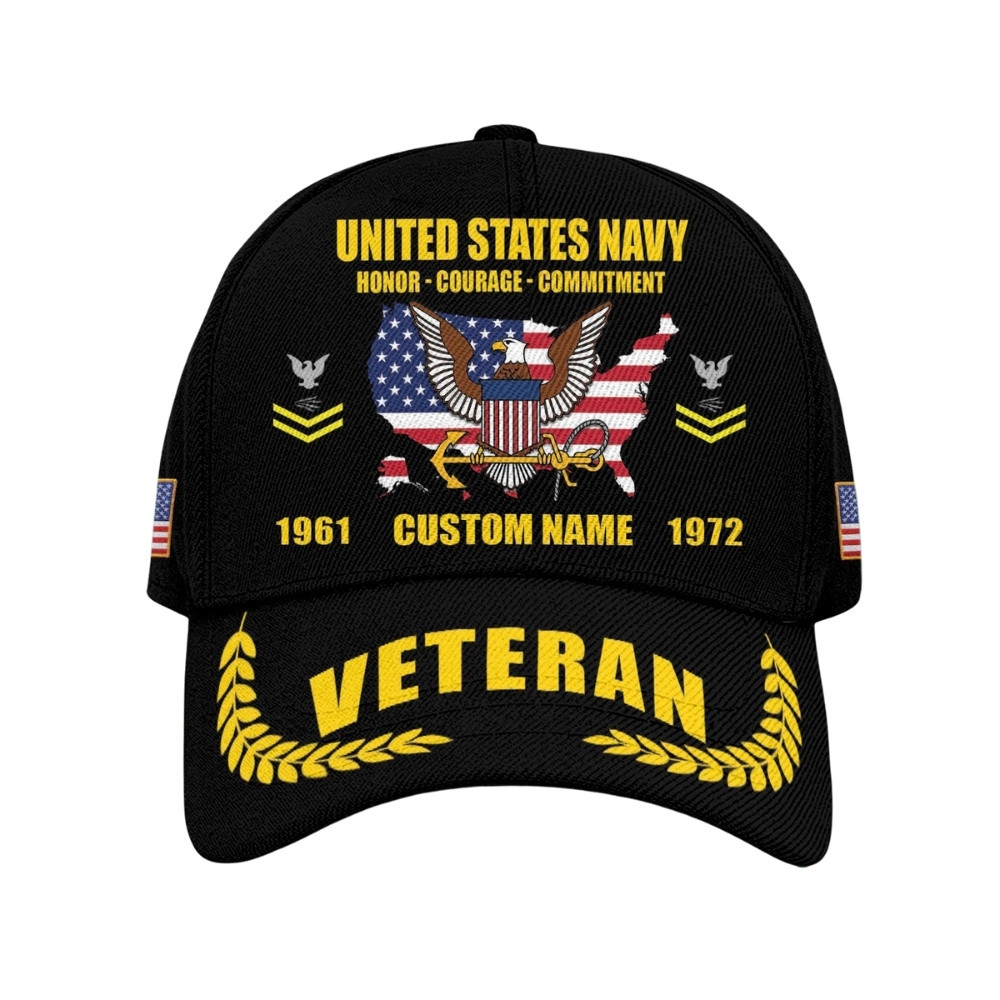 Premium Custom US Navy Veteran Hat VPVC020521, Cap For Navy Veterans, Gifts For Veterans Day, Father’s Day